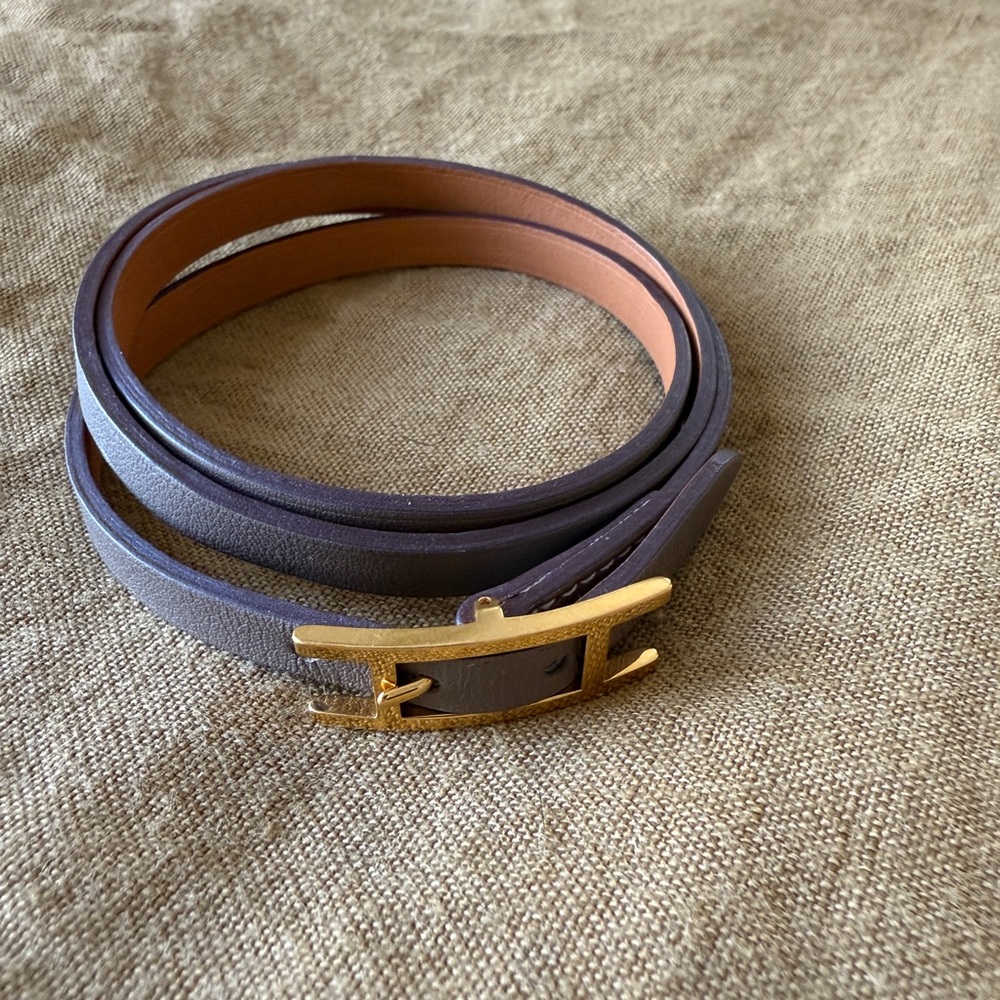 Hermes Behapi Triple Tour Leather Wrap Bracelet in Etoupe - Picture 7 of 10